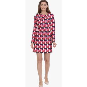 London Times Women's Twist Neck Short Crepe Long Sleeve Dress -4